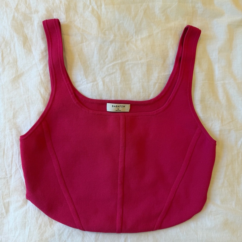 Babaton Aritzia Sculpt Knit Bustier Tank Top Pink Size XL